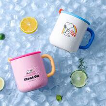 SNOOPY 1pc Yellow Candy Colored Coffee Mug With Ceramic Inner Layer, Portable Stainless Steel Insulated Cup For Women - Yellow - View 5