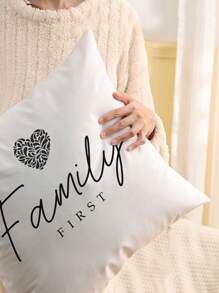1pc Simple Home Letter Printed Cushion Cover, Modern Pillowcase, Sofa Decorative Throw Pillow, Pillow Case Not Included