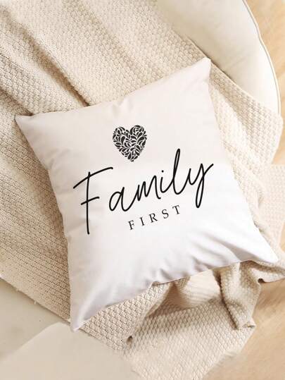 1pc Simple Home Letter Printed Cushion Cover, Modern Pillowcase, Sofa Decorative Throw Pillow, Pillow Case Not Included