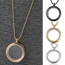 1Pc 30MM Living Memory Floating Locket Charm Glass Pendant Necklace Jewelry - Gun Black - View 2