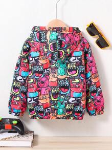 Chaqueta Con Capucha Estampada De Dibujos Animados Para Niños Jóvenes - Multicolor - Ver 5