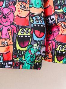 Chaqueta Con Capucha Estampada De Dibujos Animados Para Niños Jóvenes - Multicolor - Ver 4