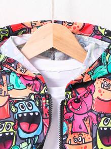 Chaqueta Con Capucha Estampada De Dibujos Animados Para Niños Jóvenes - Multicolor - Ver 2