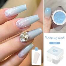 XEIJAYI 1 色 8 克拍畫凝膠指甲油,搭配 1 塊海綿漸層半永久浸泡 Uv Led 美甲凝膠指甲油 - 藍色 - 查看 2