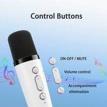 Mini Karaoke Machine With 1 Wireless Microphones Portable Speaker For Adults Kids Singing Support Usb-C Aux Tf - White - View 6