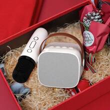 Mini Karaoke Machine With 1 Wireless Microphones Portable Speaker For Adults Kids Singing Support Usb-C Aux Tf - White - View 4