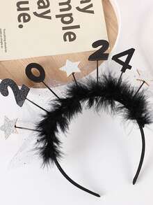 1 件兒童羽毛星星頭帶,新年髮飾 - 銀色 - 查看 2