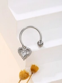 1pc Simple 316L Stainless Steel Flower Shape Heart Shape Bow Round Star Pendant Fan Shape Piercing Nipple Ring Ladies Date Gift - Multicolor - View 9