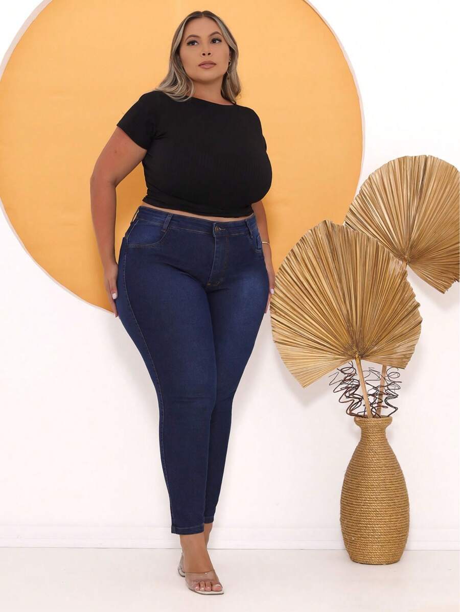 Plus Size Jeans - Medium Wash - View 1