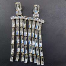Exaggerated Rhinestone Long Fringed Big Drop Earrings Accessories for Girl Oversize Crystal Hanging Dangle Earrings Wedding Jewelry - Earrings - View 2