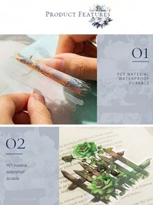 30張/包 花草動物廢物日記手帳裝飾工藝拼貼diy貼紙 15種設計圖案 - 軍綠色 - 查看 5