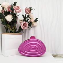 跨境新款貝殼螺旋紋壓克力印花包跨境時尚禮服包晚宴包單間斜角手拿包化妝包女式小方包 - 紫丁香色 - 查看 2