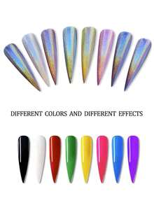 2 Piezas Polvo Efecto Unicornio Para Uñas - Plateado - Ver 2