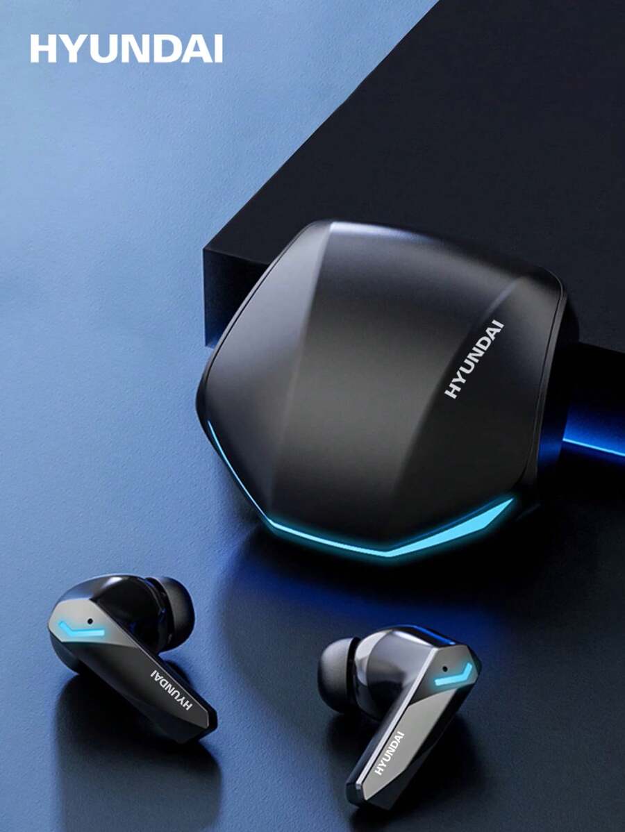 HYUNDAI 现代 GM2PRO 蓝牙耳机，半入耳式被动降噪，低延迟，适合电子竞技游戏，音乐和双模通话，带麦克风，硅胶耳塞，无线耳塞，兼容小米、华为等智能手机