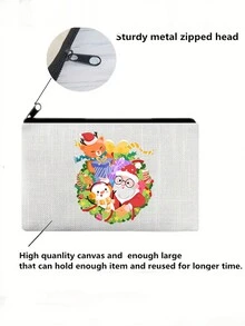 聖誕化妝包,聖誕老人和馴鹿印花,帆布材料,1 件 - 彩色 - 查看 3