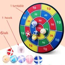 1套六個帶黏球的大硬面圓盤玩具,適用於兒童室內飛鏢遊戲和戶外親子吸盤球活動 - 彩色 - 查看 4