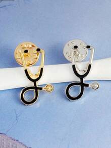 2 Piezas De Broches De Esmalte Para Colección De Estetoscopio Con Dibujos Animados De Médico Y Enfermera, Broche De Solapa Con Diseño Personalizado De Insignias Médicas Como Regalo De Graduación Para Estudiantes - estetoscopio - Ver 3