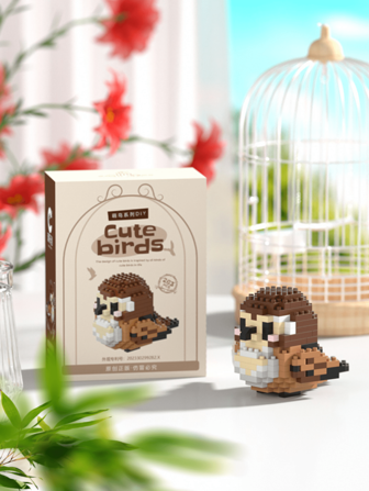 积木玩具胖麻雀房间装饰