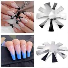 Nail Art French Tip Sculpting Stainless Steel Plate Model For Crystal Nails, 2pcs/Set - Silver - View 6