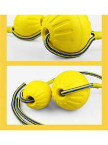 Durable Pet Training Toy Ball with Rope for Tug, Pull, and Chew - Perfect for Interactive Play and Dental Health - Mustard Yellow - View 8