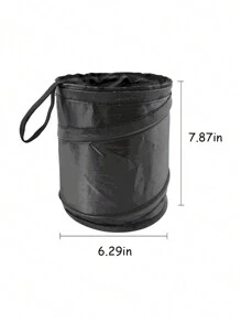 1pc Black Folding Car Trash Can, Car Seat Back Hanging Portable Storage Bin For Car Trash And Car Accessories - Black - View 6