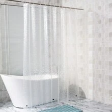 Rèm tắm PEVA màu be, chống thấm nước và chống nấm mốc. Bao gồm 1 rèm và 12 móc. - Trong sáng - Xem 1