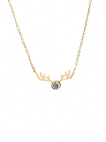 1 件定制浪漫鹿角图片投影项链，个性化照片吊坠项链，投影珠宝礼物，女士，情人节礼物，伴娘礼物，圣诞节礼物，母亲节礼物，送给她的礼物 - 金色 - 查看 9