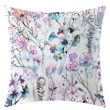 2pcs/Set Rural Style Linen Square Pillowcase With Leaf & Floral Design, Home Decor Cushion Cover (Without Pillow Core) - Pink - View 3