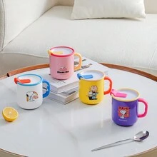 SNOOPY 1pc Yellow Candy Colored Coffee Mug With Ceramic Inner Layer, Portable Stainless Steel Insulated Cup For Women - Yellow - View 4