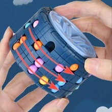 1pc Teenager Rotating Magic Bean Cube Puzzle Fidget Toy For Brain Training And Stress Relief - Blue - View 7