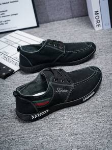 男鞋老北京布鞋,帶鞋帶設計,透氣,休閒,牛仔布運動鞋,方便穿脫,輕便,除臭 - 黑色 - 查看 2