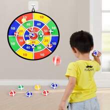 1套六個帶黏球的大硬面圓盤玩具,適用於兒童室內飛鏢遊戲和戶外親子吸盤球活動 - 彩色 - 查看 2