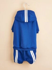 1件戶外運動連帽寵物衣服四角跳躍衣,適用於貓和狗,秋冬季節 - 寶藍色 - 查看 5