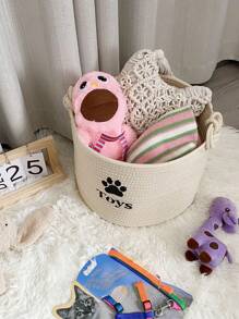1pc Woven Basket For Pet Supplies And Home Storage, Organizer For Clothes, Toys And Accessories