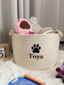 1pc Woven Basket For Pet Supplies And Home Storage, Organizer For Clothes, Toys And Accessories