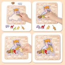 1套創意木質拼圖恐龍拼圖 - 杏色 - 查看 6