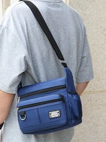 大容量多层防水中老年背包牛津布单肩斜挎包旅行休闲男士包尼龙布包 - 藍色 - 查看 5