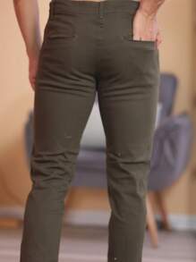 Men Jeans - 軍綠色 - 查看 2