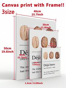 1 件咖啡时光墙面艺术海报，咖啡豆帆布印刷，家居装饰，适用于咖啡店、办公室、厨房，3 种尺寸可选，带框，可直接悬挂。 - 彩色 - 查看 4