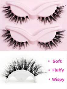 Asiteo 5对猫眼款假睫毛，透明睫毛梗，自然蓬松，貂毛睫毛嫁接，化妆配件 - 黑色 - 查看 6