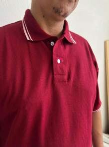 Men Polo Shirts - 酒紅色 - 查看 3