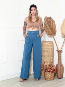 Women Pants - Blue - View 1