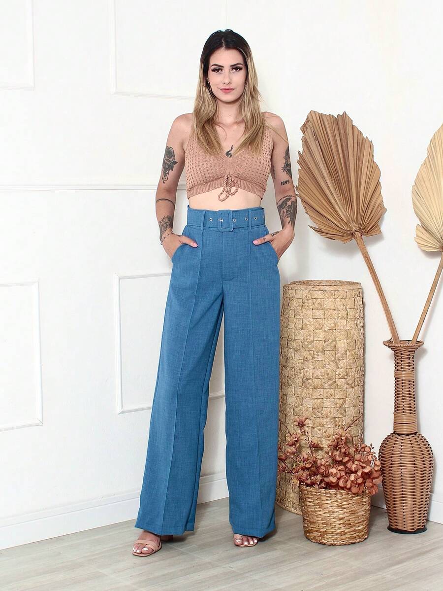 Women Pants - Blue - View 1