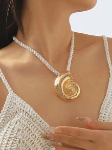 1條時尚、獨特且極簡主義的蝸牛形吊墜項鍊,適用於女性 - 彩色 - 查看 1