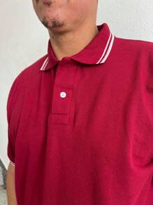 Men Polo Shirts - 酒紅色 - 查看 4