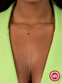 1 Peça Colar De Clavícula Com Pingente De Cruz Em Forma De Y Com Corrente De Pérolas De Prata Esterlina S925