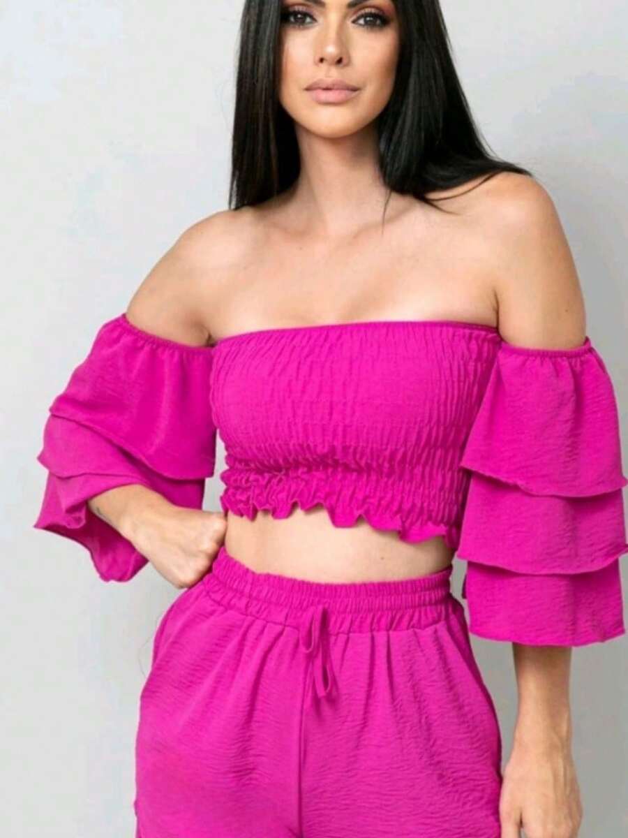 Women Two-piece Outfits - 玫瑰紅 - 查看 1