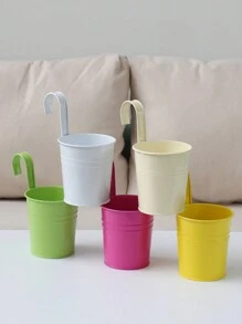 3pcs/Set Random Color Iron Hanging Planters, Small Size For Outdoor Garden Potting - Multicolor - View 7