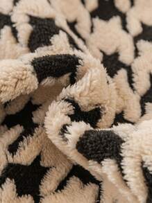 1入 厚款仿針織秋冬沙發坐墊套，簡約時尚的犬牙紋沙發墊，適用於家居裝飾 - 黑色 - 查看 7