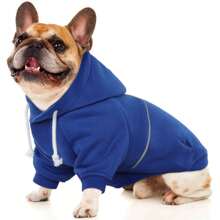 1pc Blue Dog Hooded Sweatshirt With Reflective Strip & Harness Hole, Soft & Warm Pet Clothes Suitable For Small/Medium/Large Dogs, For Autumn/Winter/Cold Weather/Spring - Blue - View 1